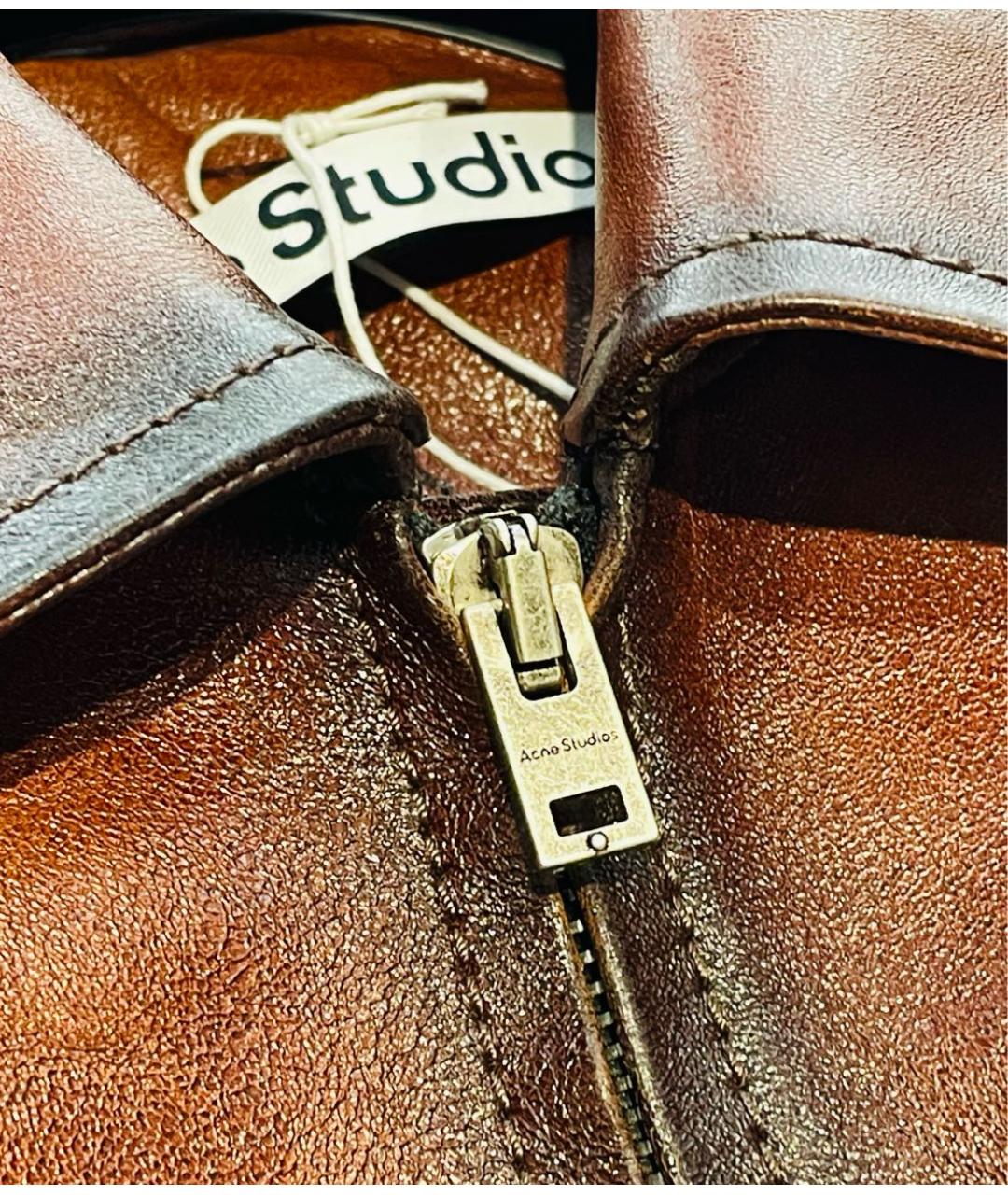 ACNE STUDIOS Коричневая кожаная куртка, фото 7