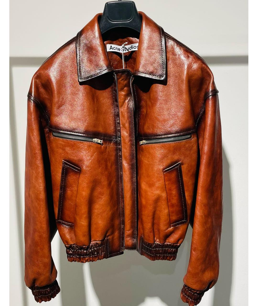 ACNE STUDIOS Коричневая кожаная куртка, фото 9