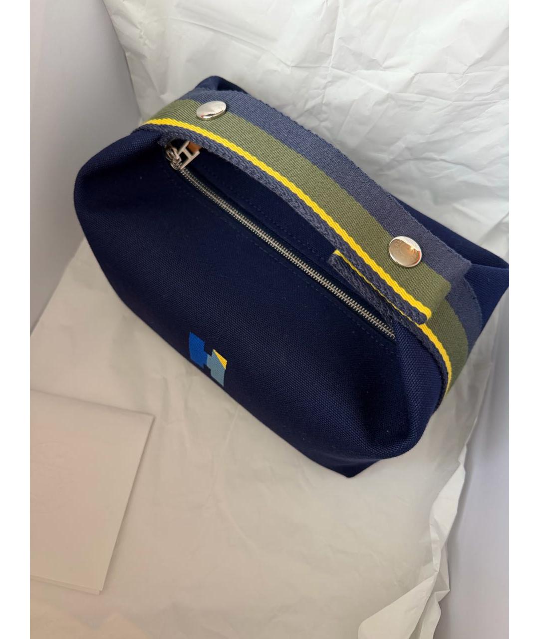 HERMES Синяя хлопковая косметичка, фото 4