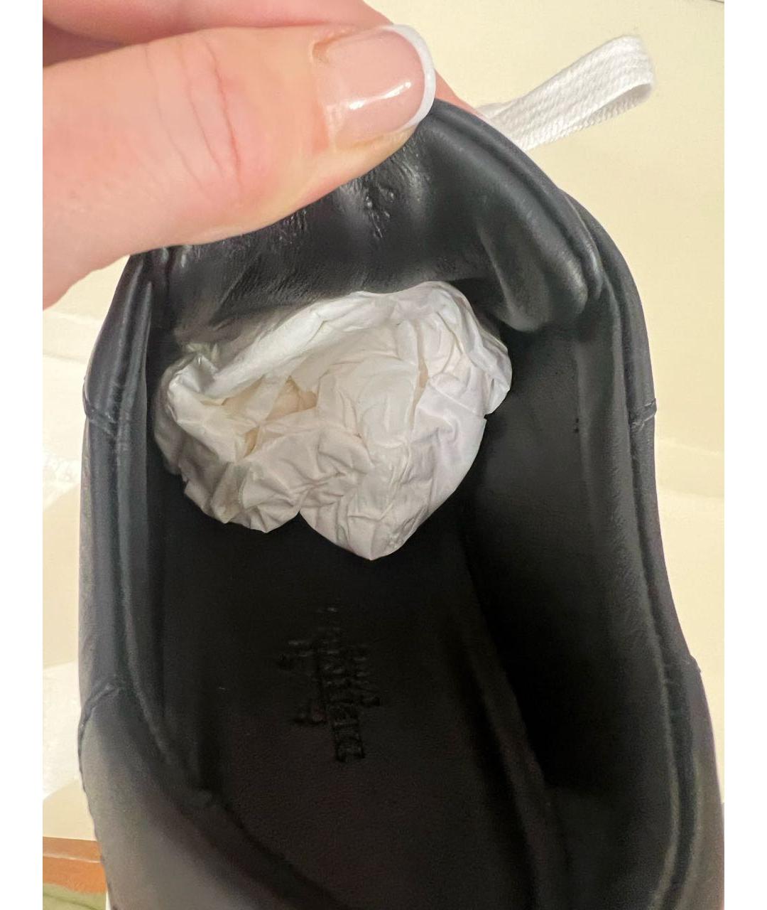 HERMES Черные кожаные кеды, фото 4