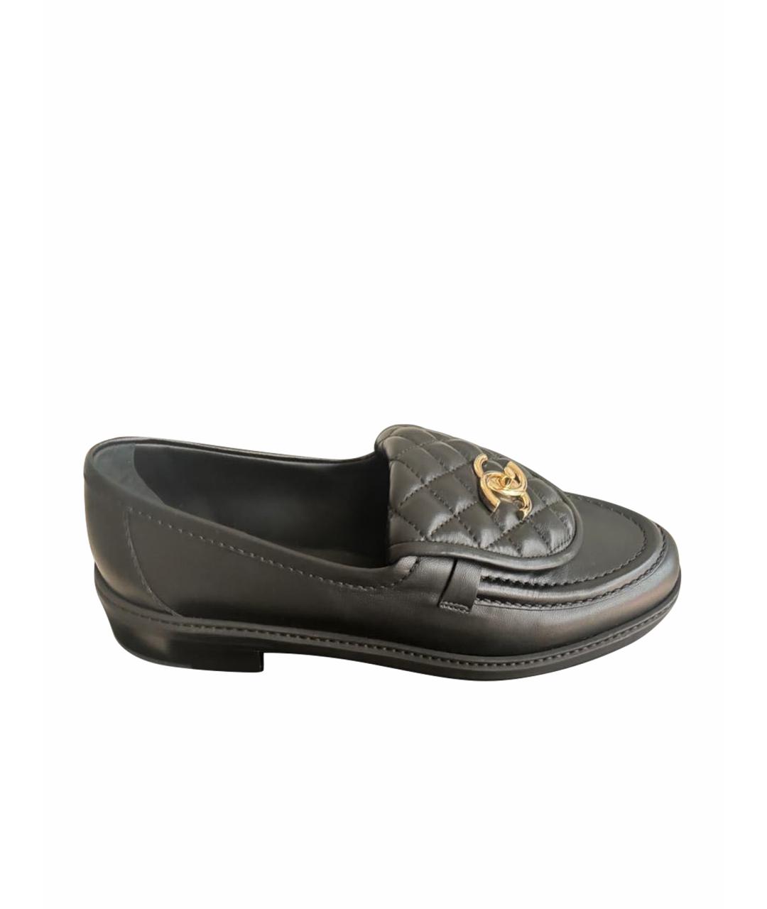 CHANEL Черные кожаные лоферы, фото 1