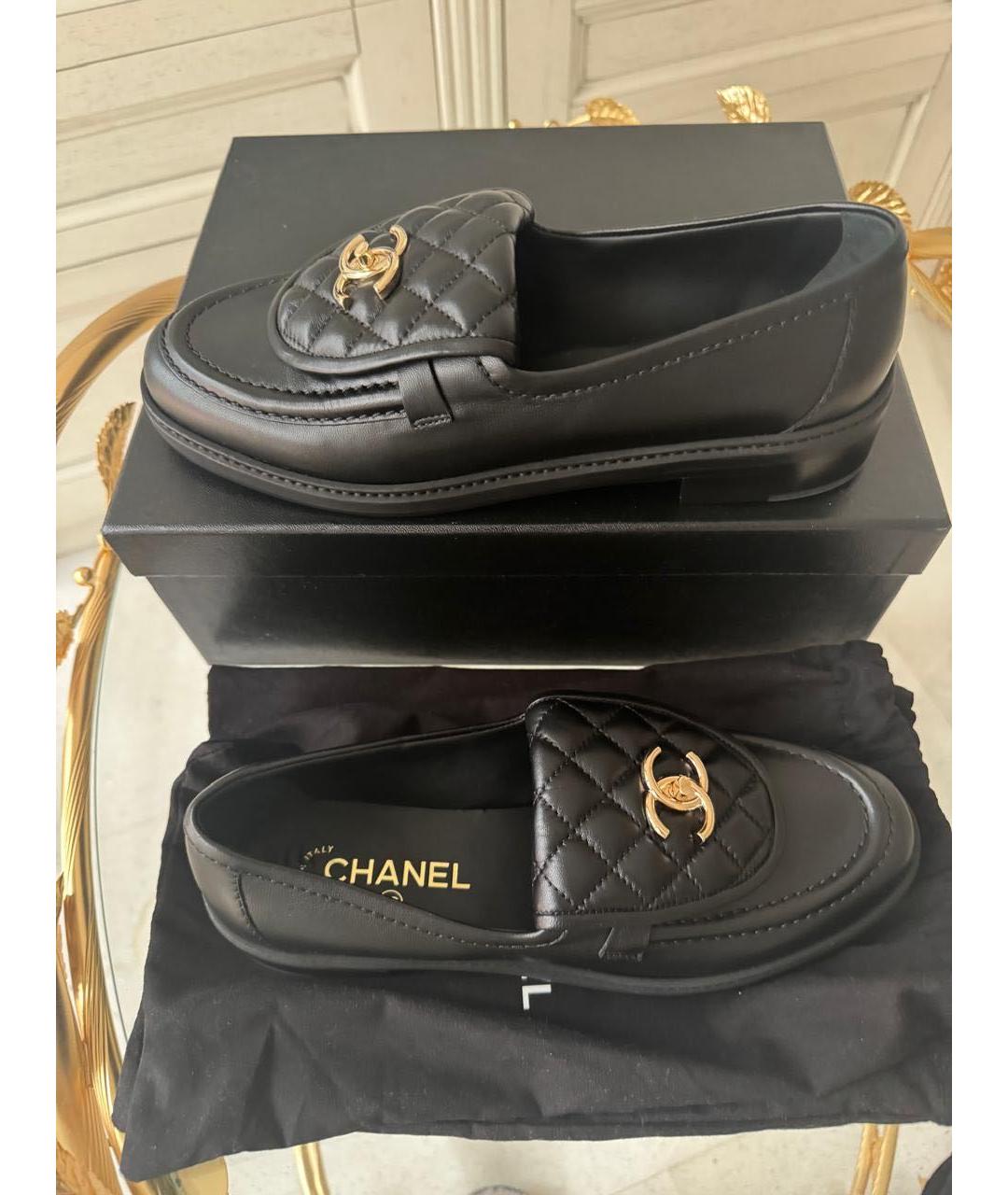 CHANEL Черные кожаные лоферы, фото 5