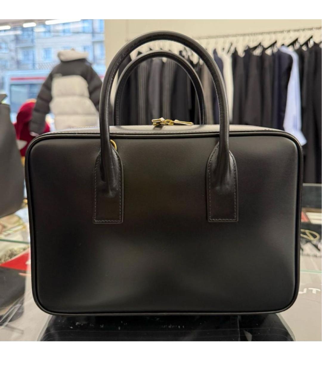 SAINT LAURENT Черная кожаная сумка с короткими ручками, фото 2