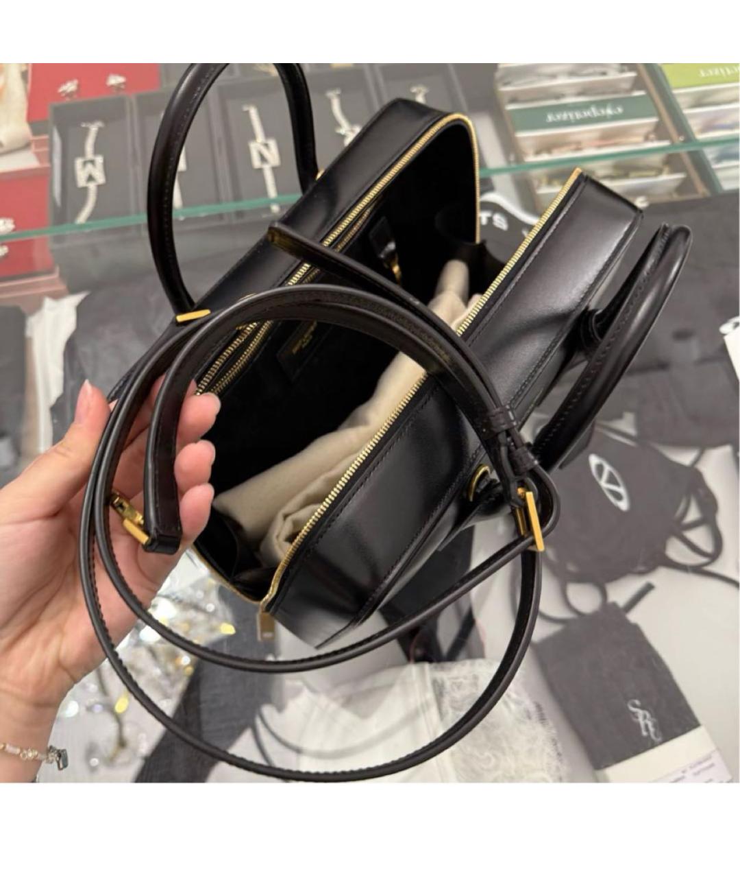 SAINT LAURENT Черная кожаная сумка с короткими ручками, фото 4