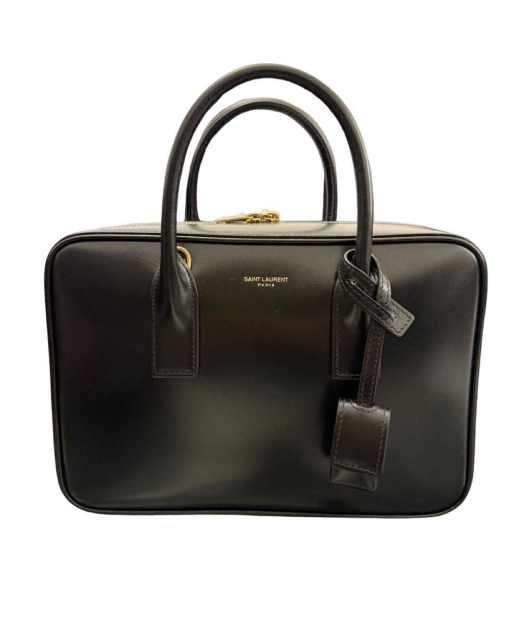 SAINT LAURENT Черная кожаная сумка с короткими ручками, фото 1