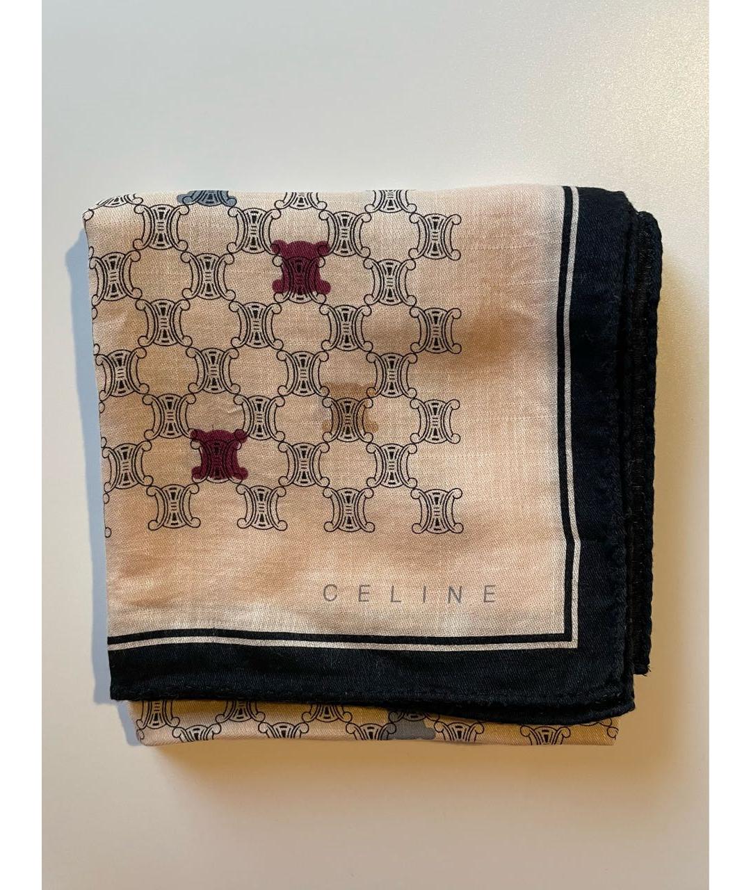 CELINE Коричневый шелковый платок, фото 5