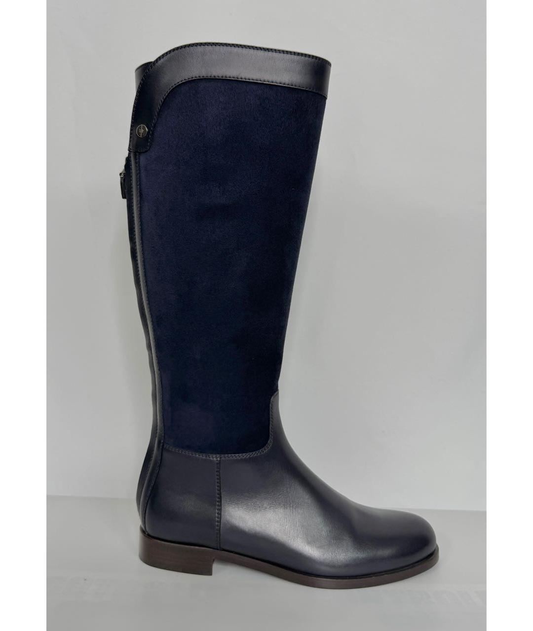LORO PIANA Темно-синие кожаные сапоги, фото 5