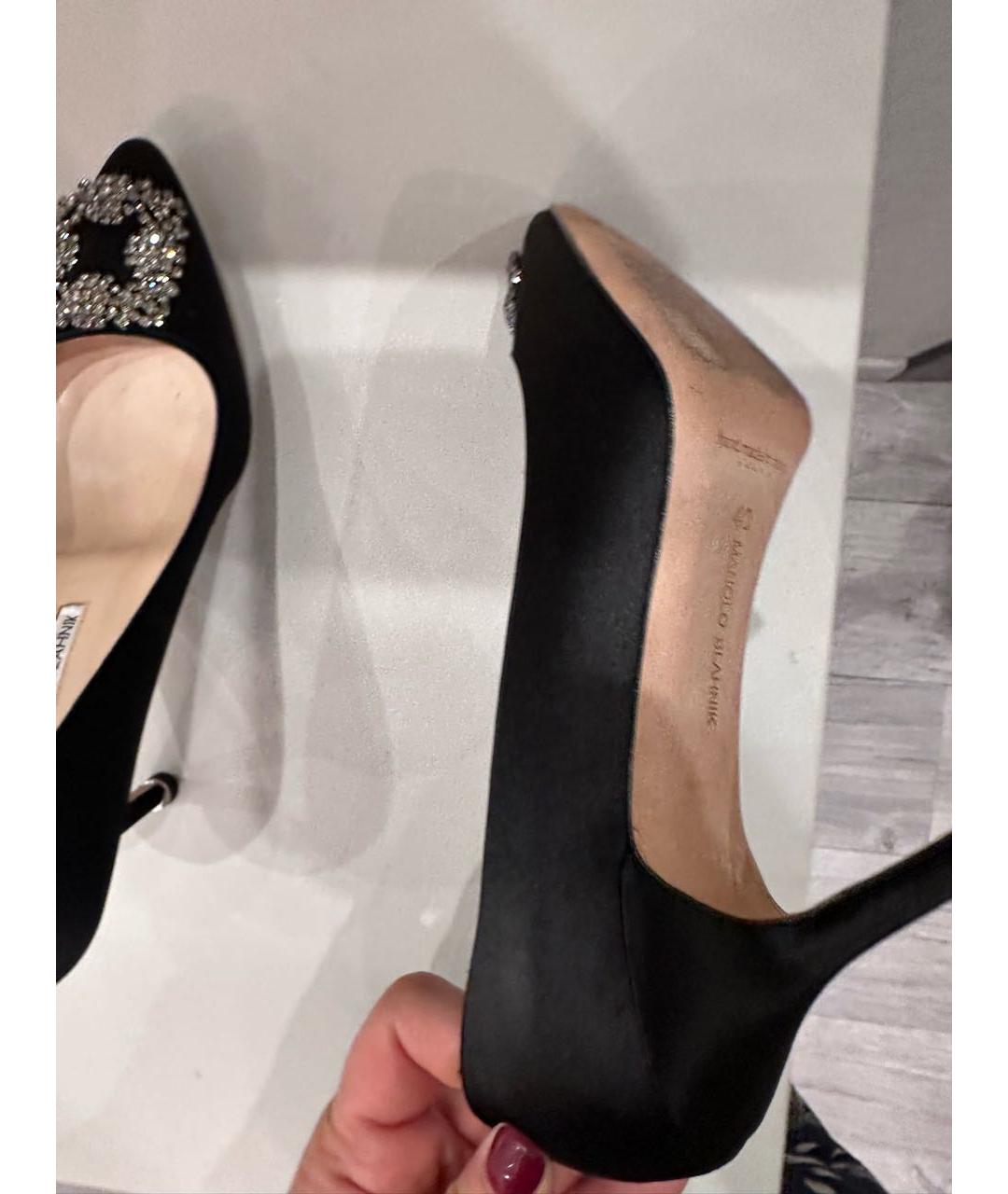 MANOLO BLAHNIK Черные текстильные туфли, фото 5