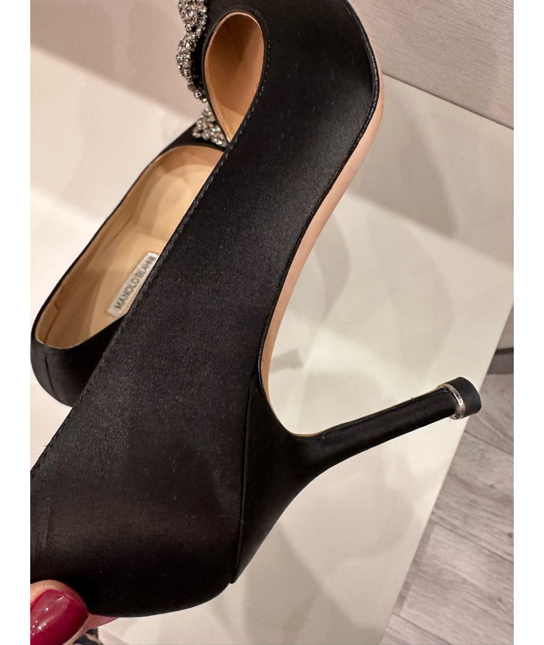 MANOLO BLAHNIK Черные текстильные туфли, фото 4