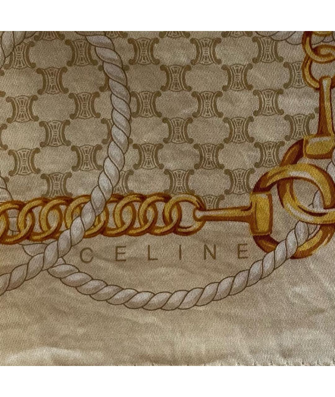 CELINE Бежевый шелковый платок, фото 3