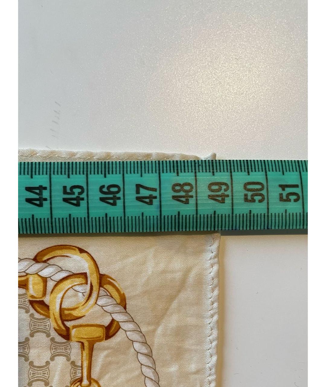 CELINE Бежевый шелковый платок, фото 4