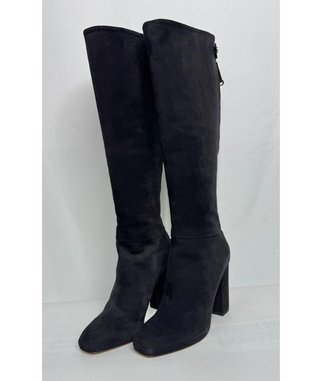 LORO PIANA Черные замшевые сапоги, фото 3