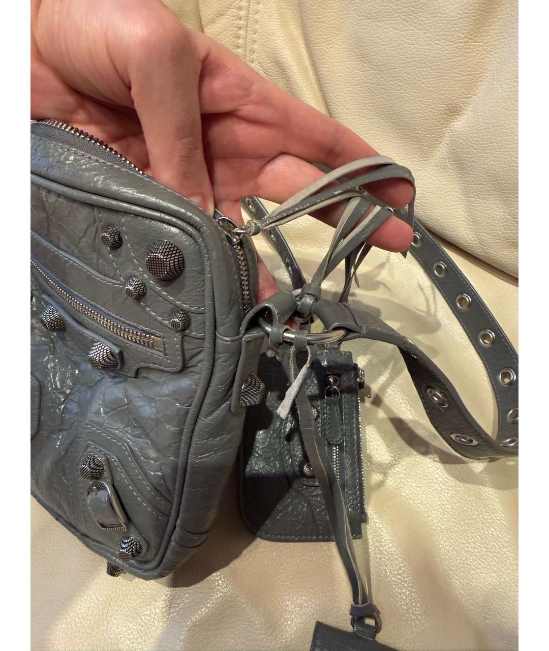 BALENCIAGA Антрацитовая кожаная сумка на плечо, фото 5