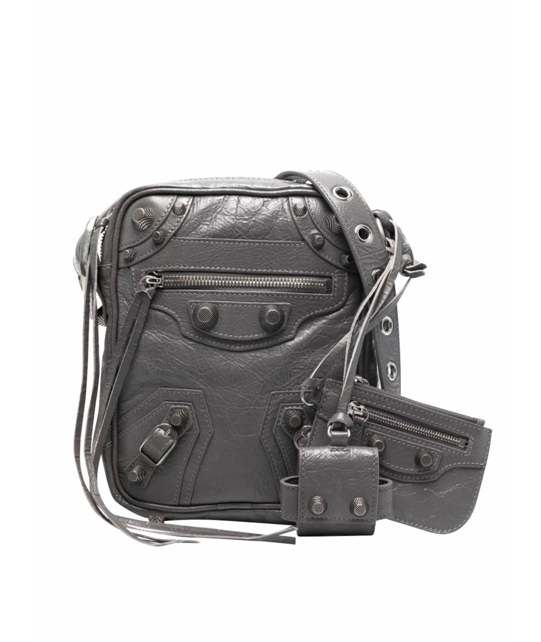 BALENCIAGA Антрацитовая кожаная сумка на плечо, фото 1