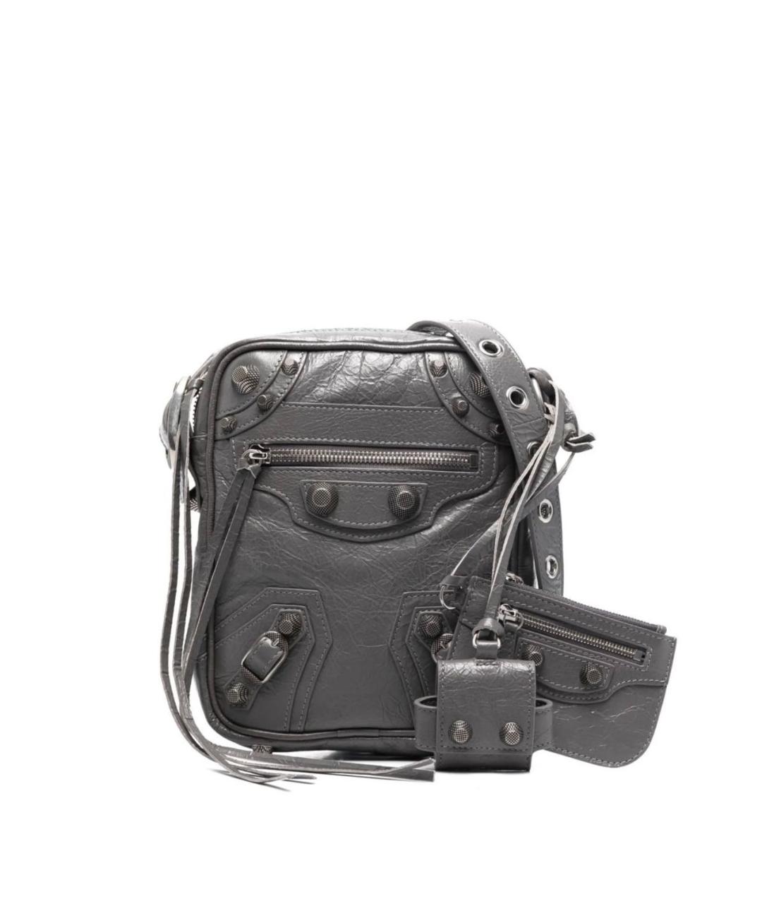 BALENCIAGA Антрацитовая кожаная сумка на плечо, фото 8