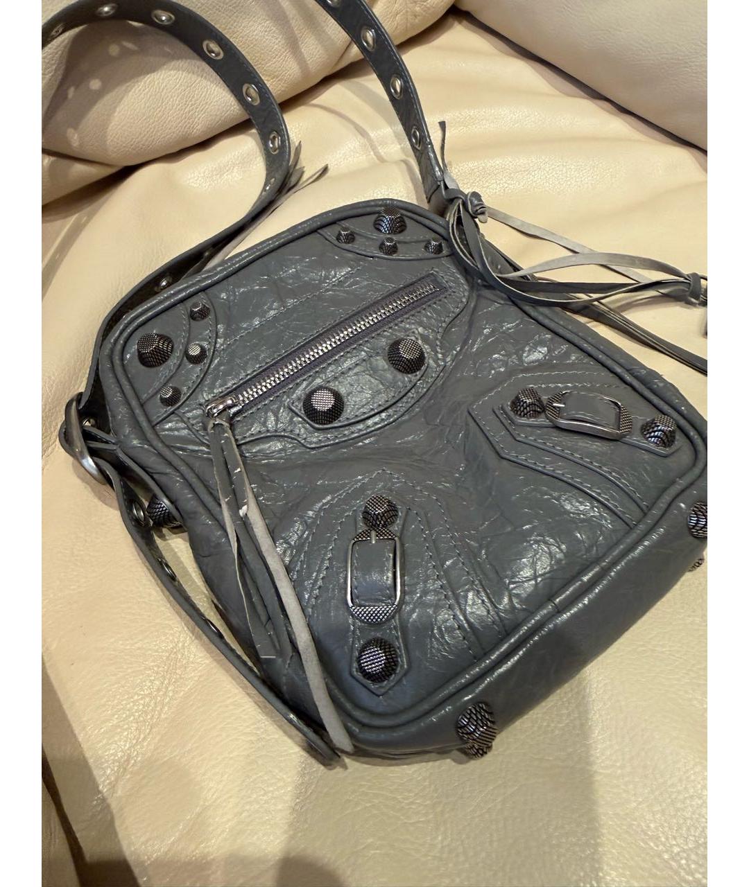 BALENCIAGA Антрацитовая кожаная сумка на плечо, фото 4