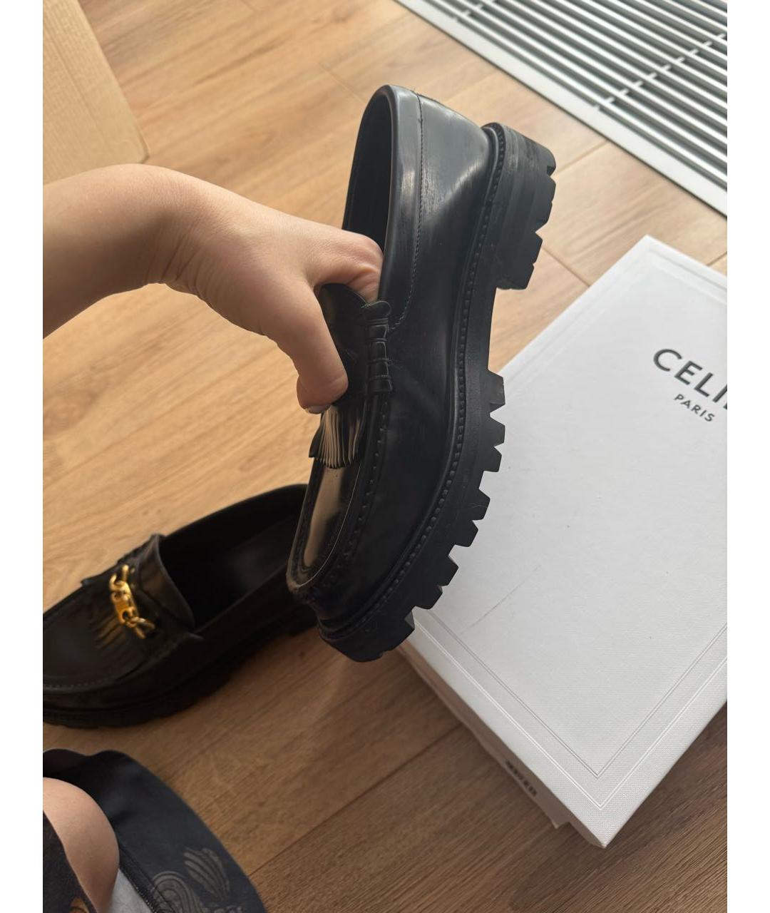 CELINE Черные кожаные лоферы, фото 8