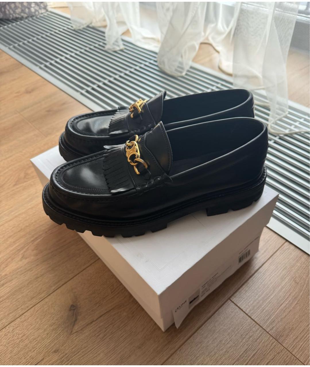 CELINE Черные кожаные лоферы, фото 9