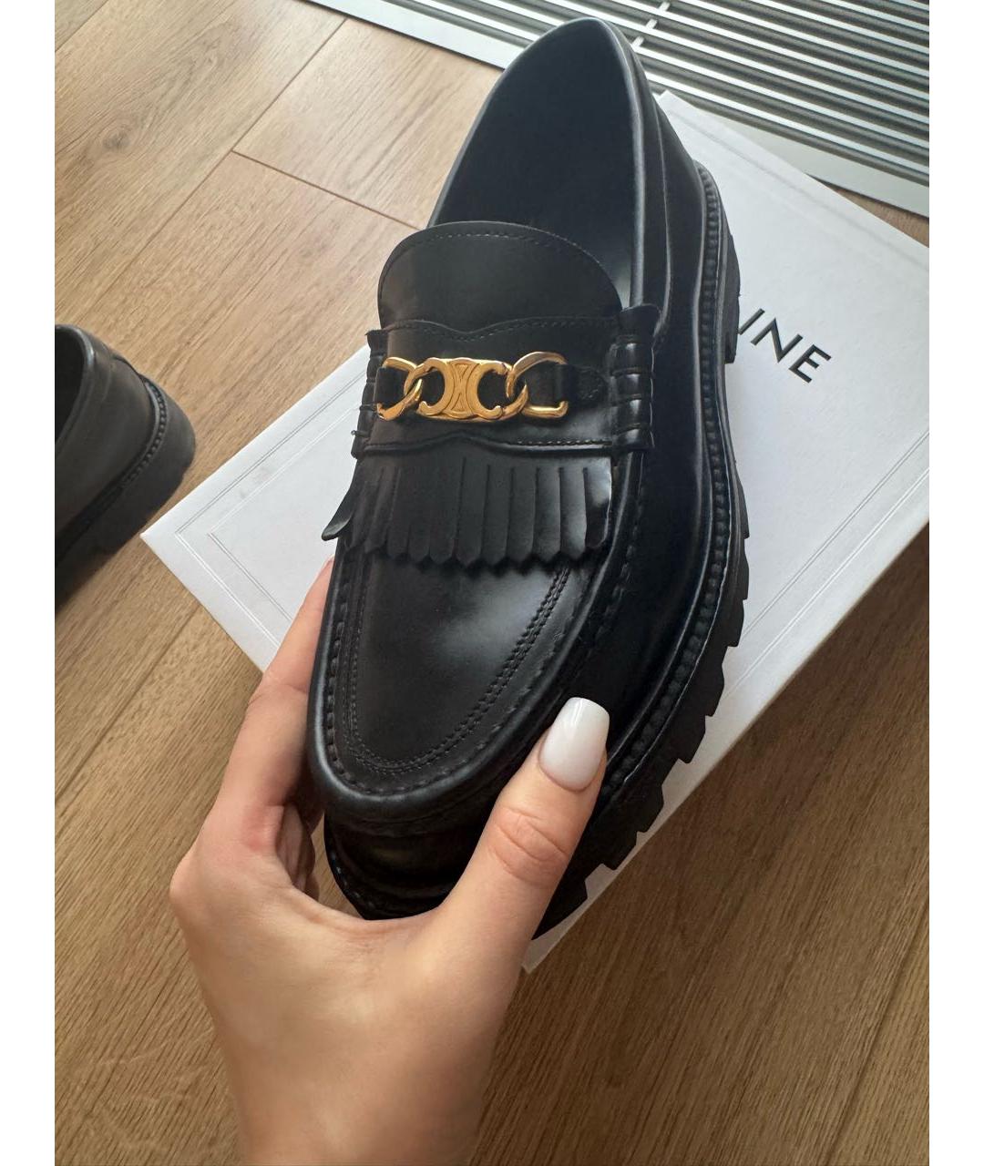 CELINE Черные кожаные лоферы, фото 3