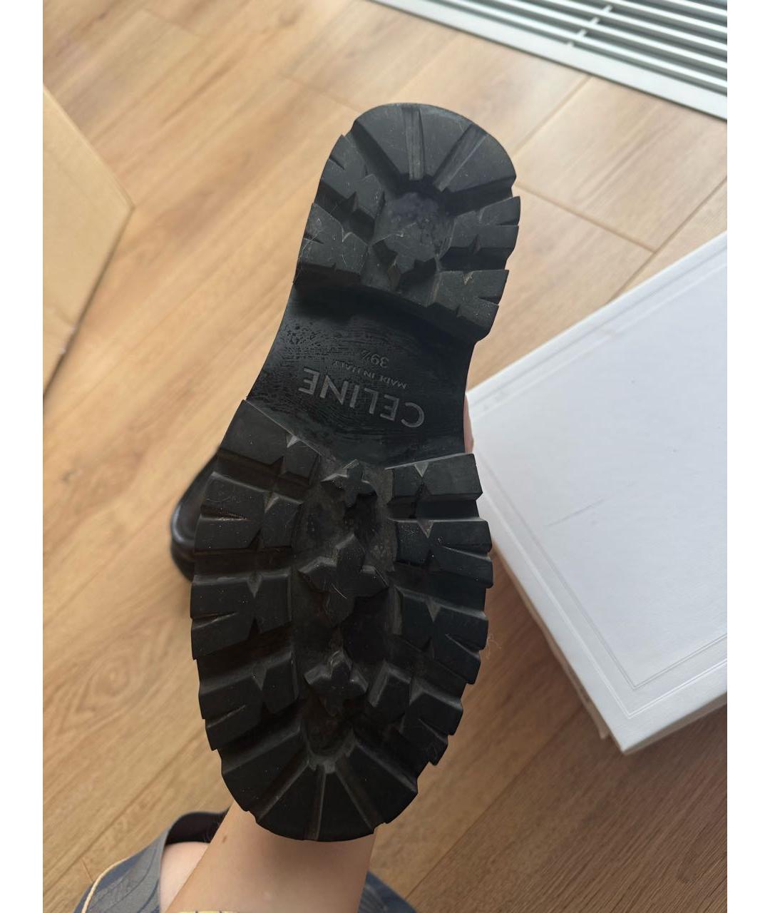 CELINE Черные кожаные лоферы, фото 6