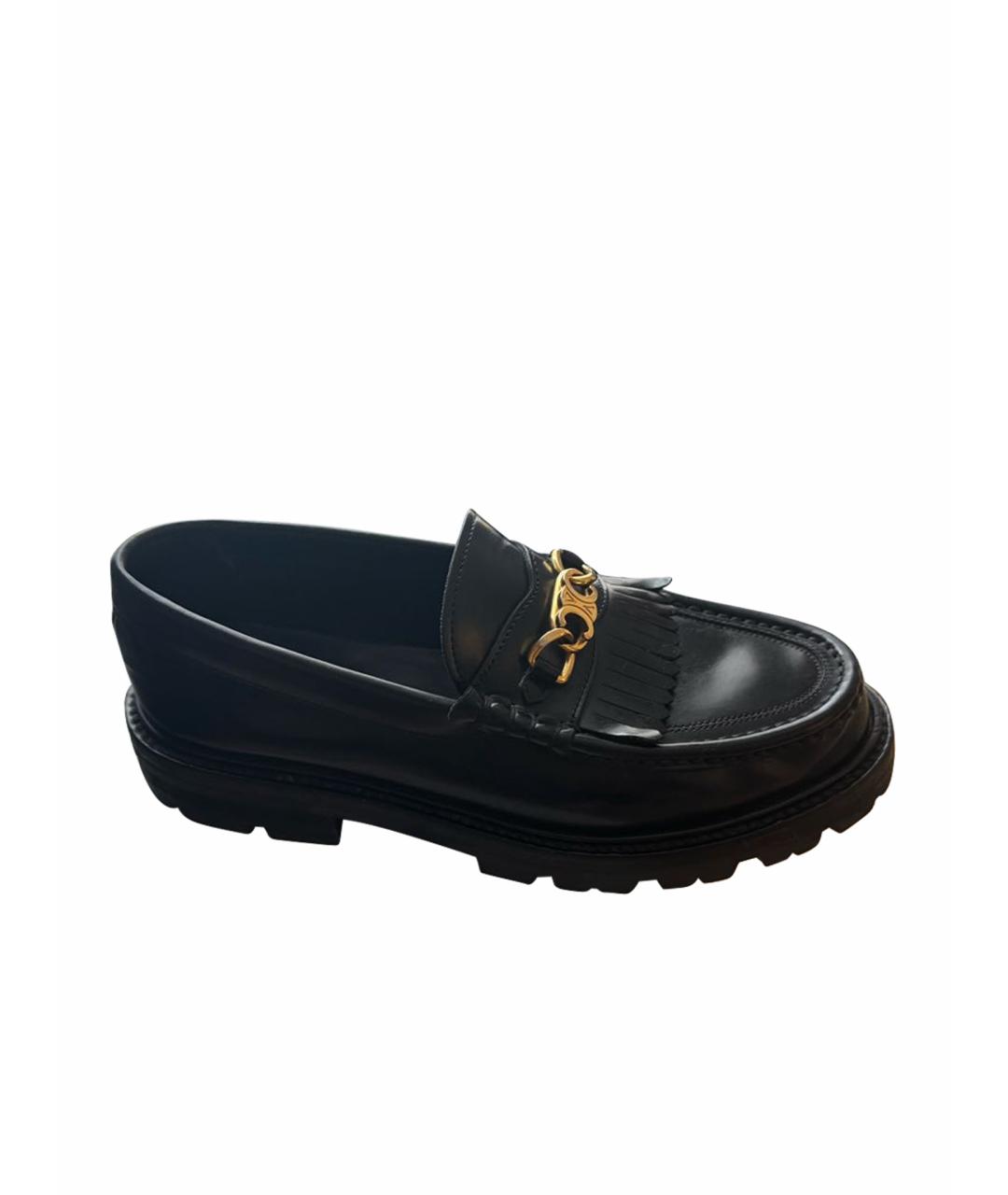 CELINE Черные кожаные лоферы, фото 1