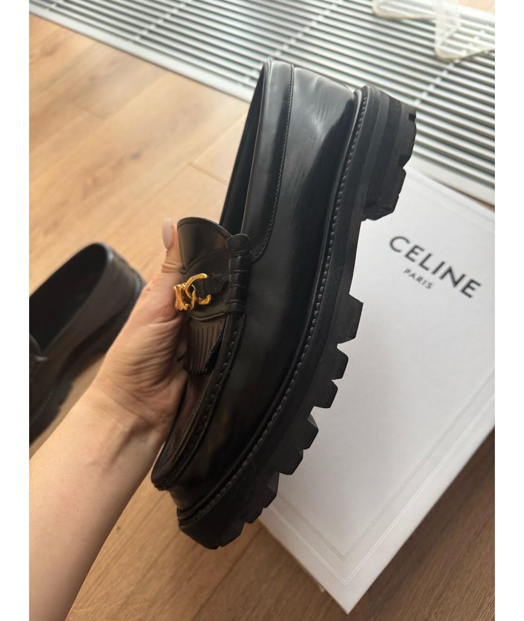 CELINE Черные кожаные лоферы, фото 5