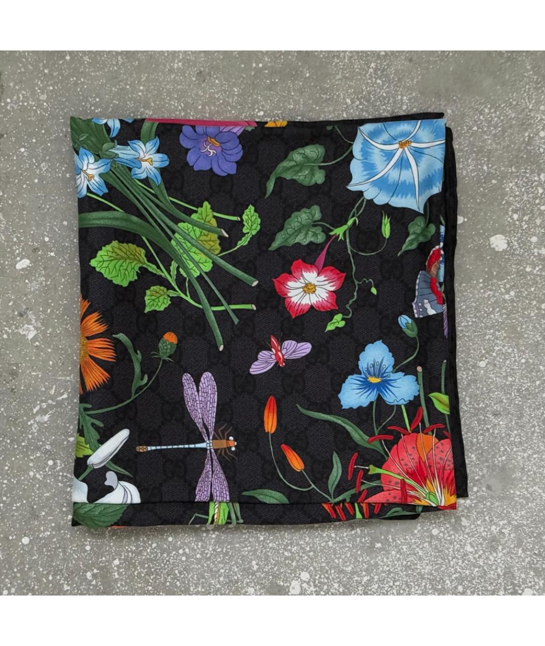 GUCCI Черный шелковый платок, фото 10