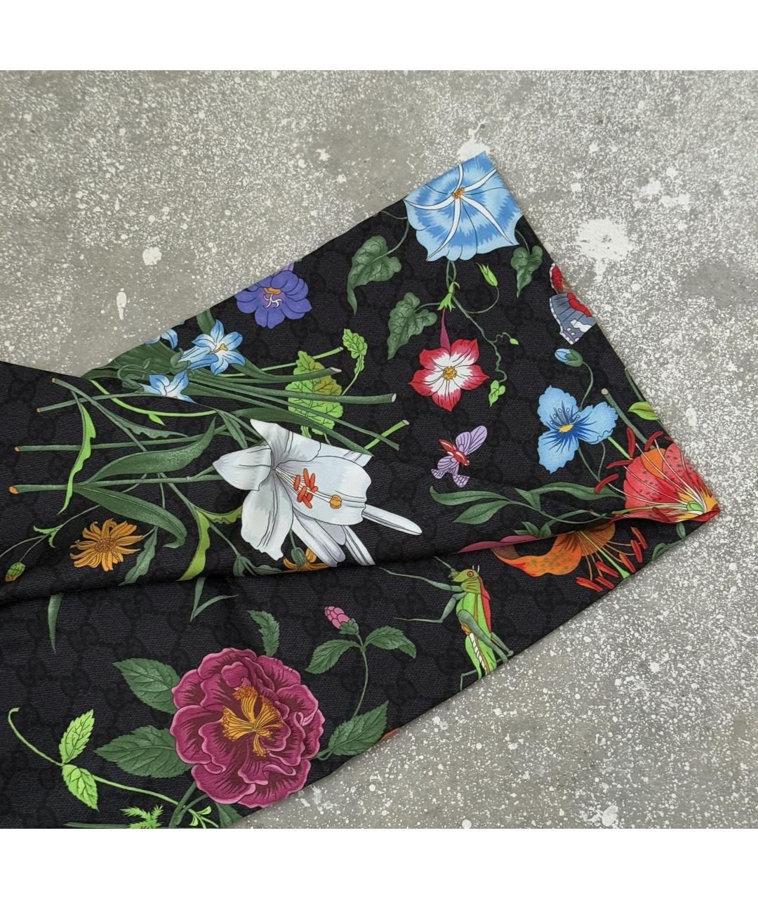 GUCCI Черный шелковый платок, фото 6