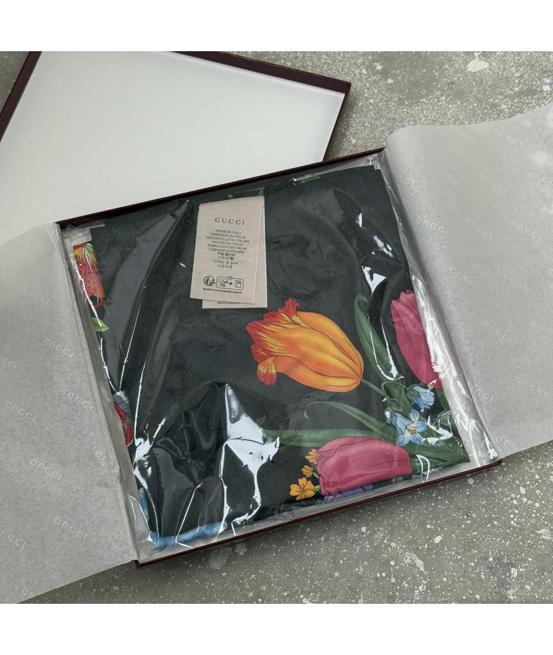 GUCCI Черный шелковый платок, фото 9
