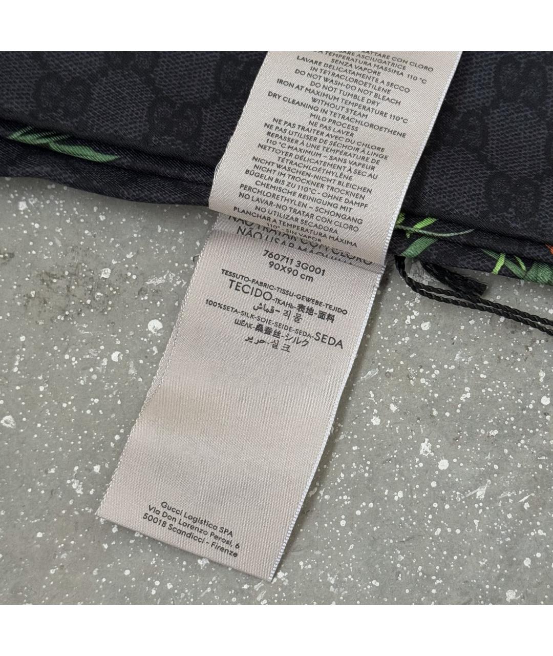 GUCCI Черный шелковый платок, фото 7