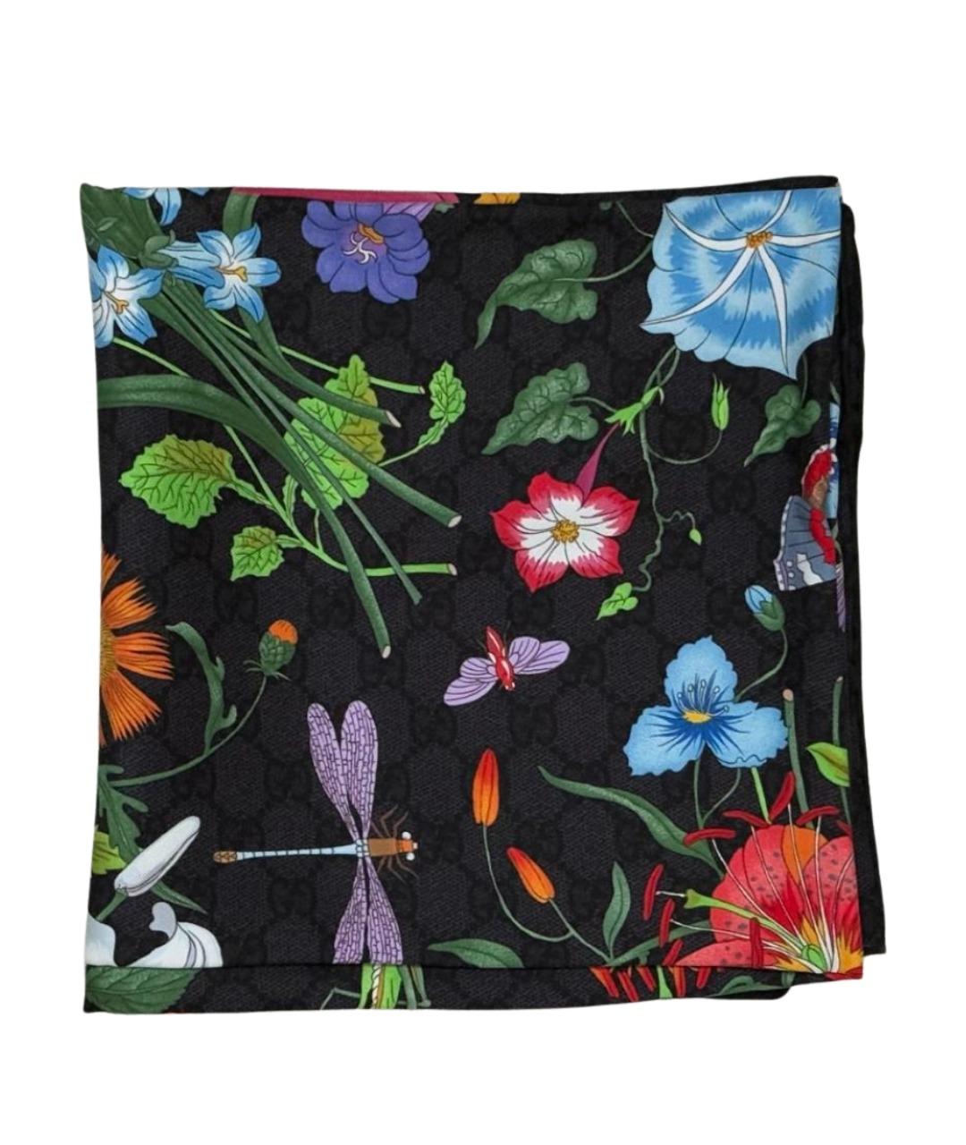 GUCCI Черный шелковый платок, фото 1