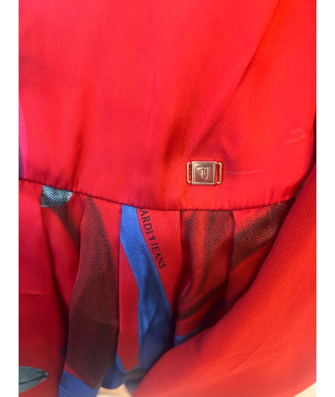 TRUSSARDI JEANS Бордовое атласное вечернее платье, фото 5