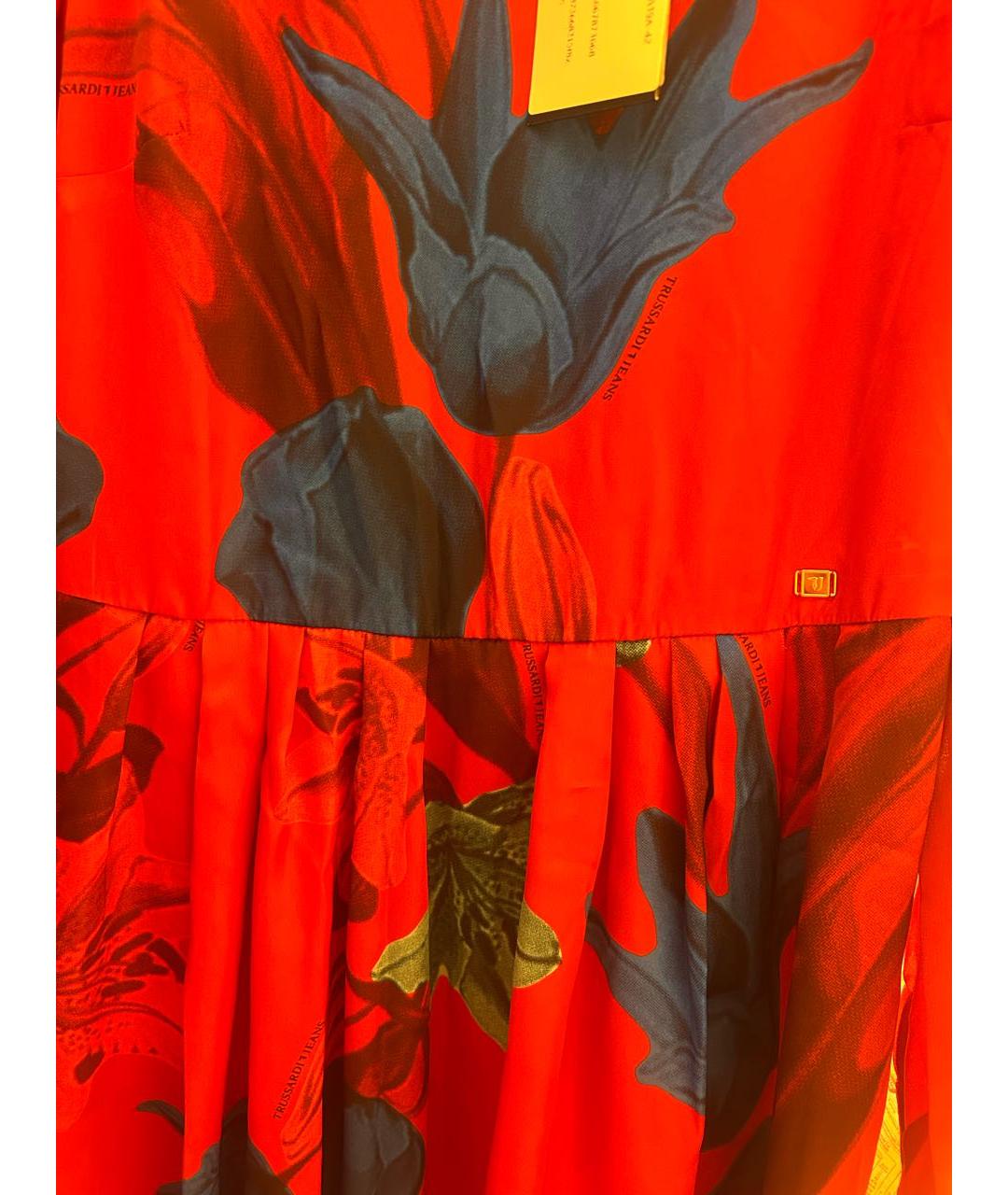 TRUSSARDI JEANS Бордовое атласное вечернее платье, фото 4