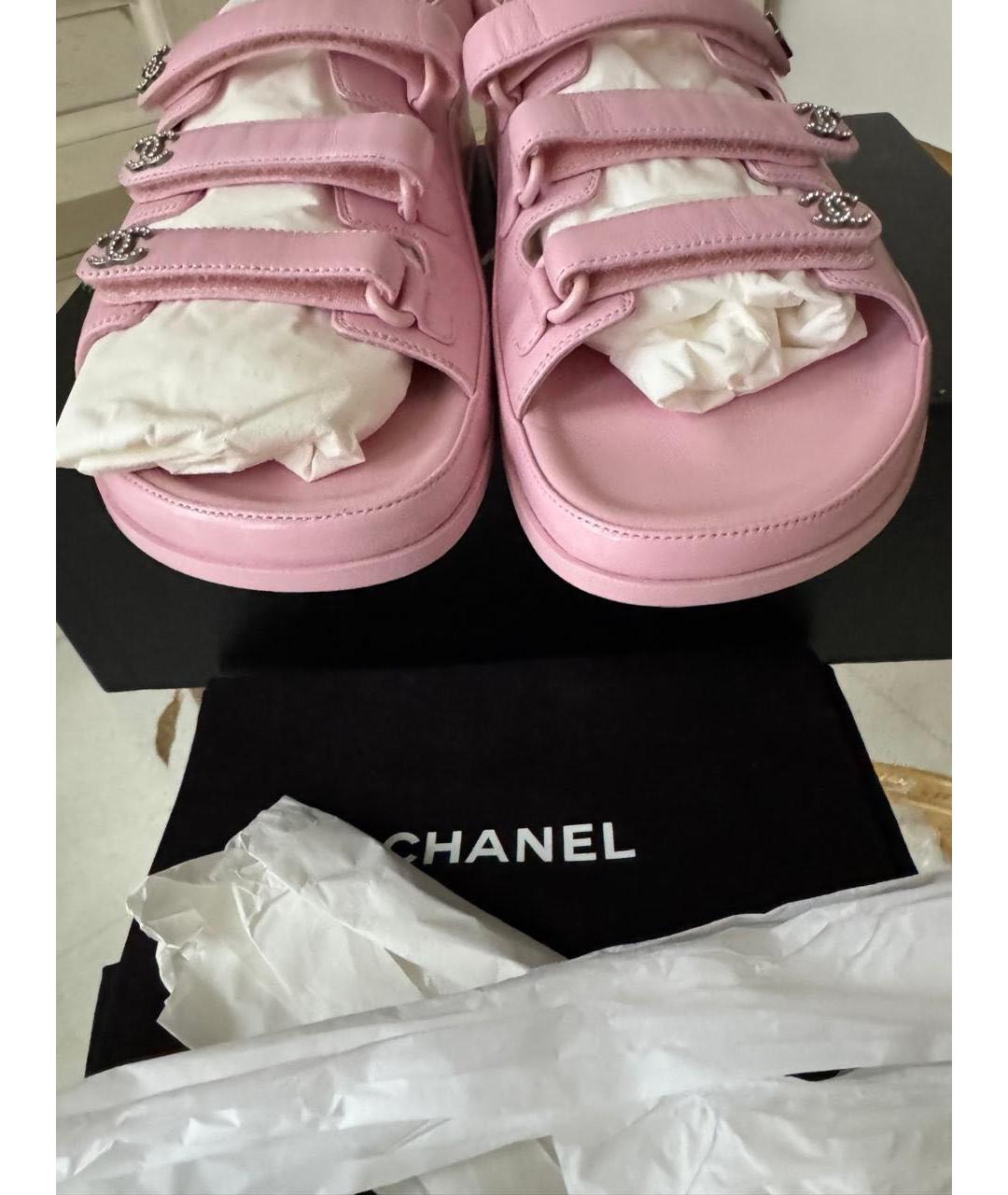 CHANEL Розовые кожаные босоножки, фото 6