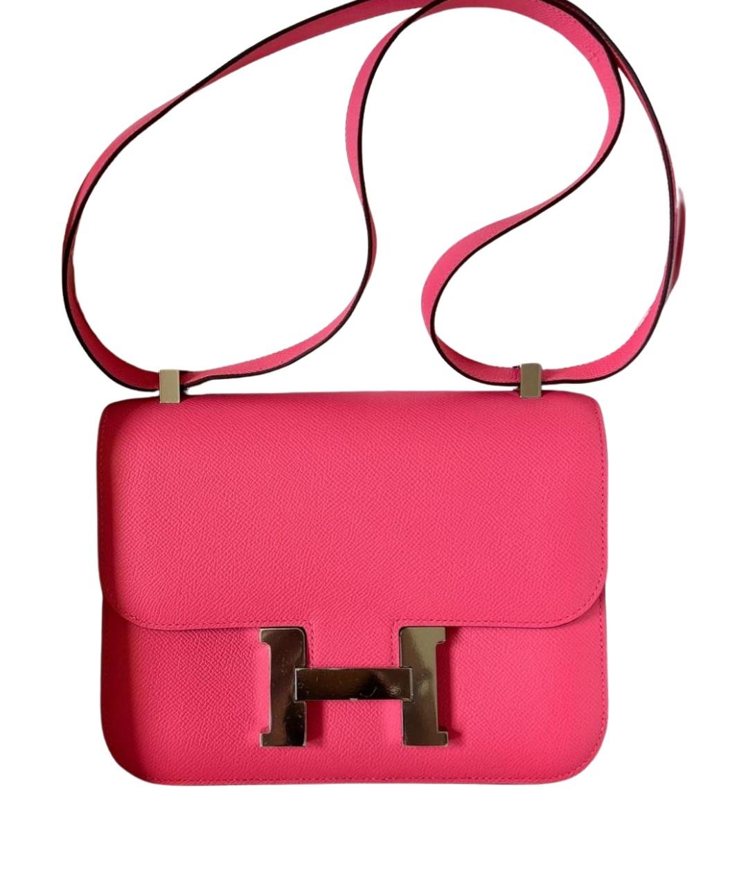 HERMES Розовая кожаная сумка через плечо, фото 1