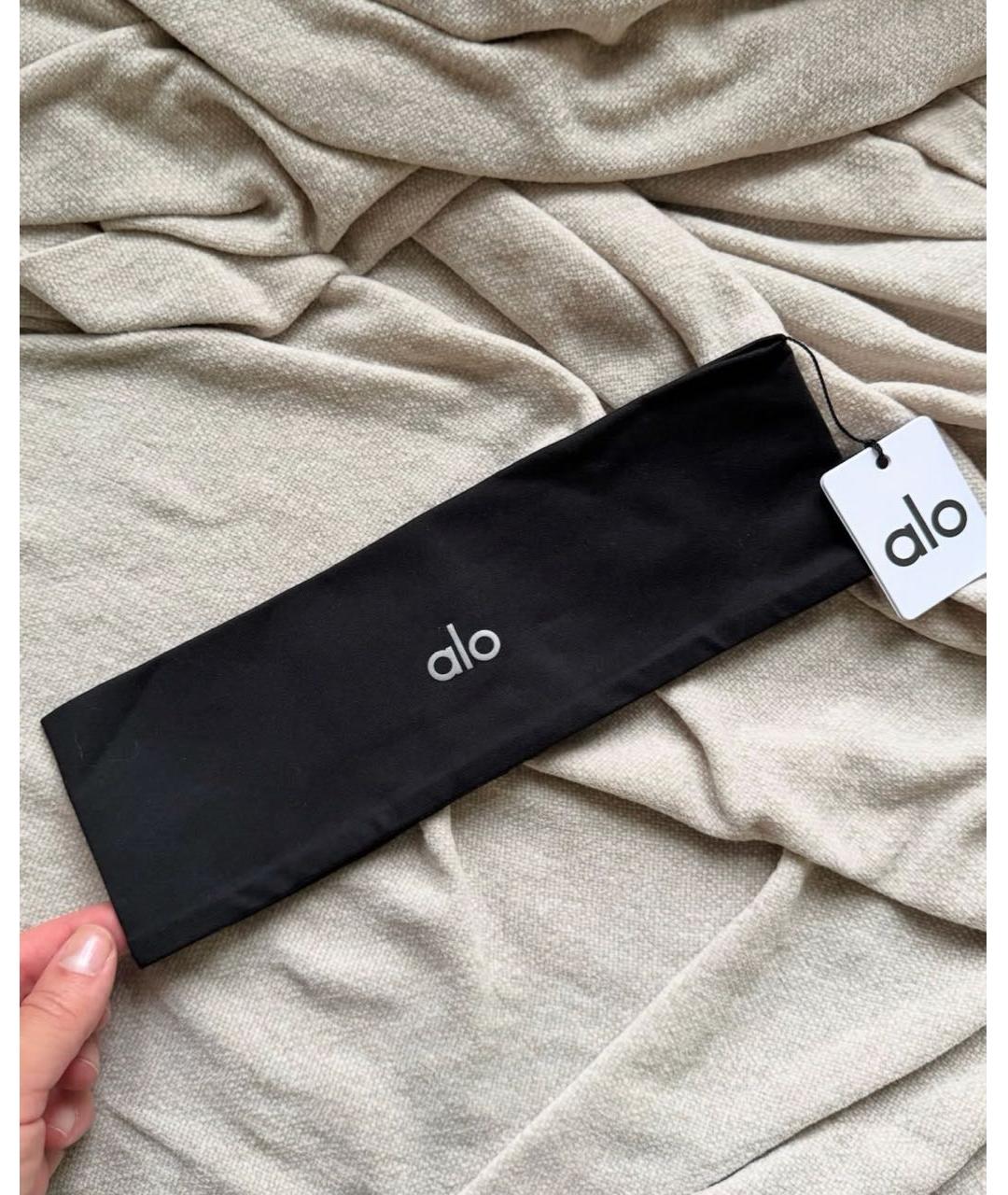 ALO YOGA Черная синтетическая повязка на голову, фото 2