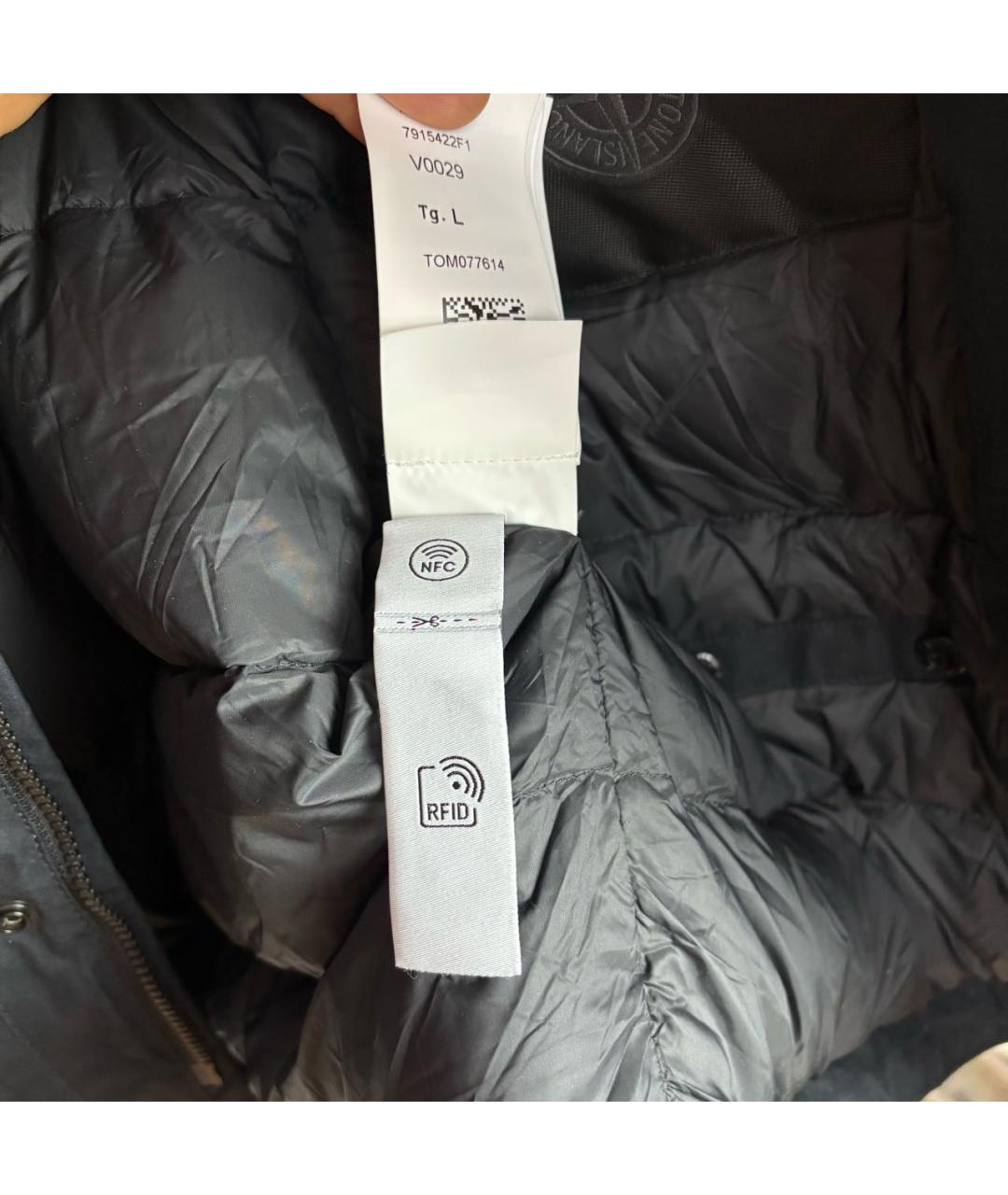 STONE ISLAND Черный хлопковый пуховик, фото 5