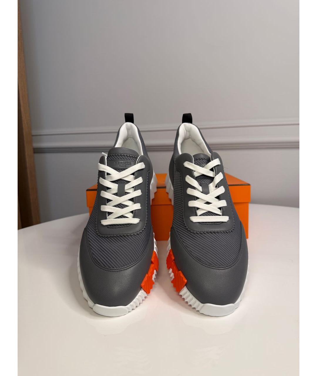 HERMES Антрацитовые синтетические низкие кроссовки / кеды, фото 2