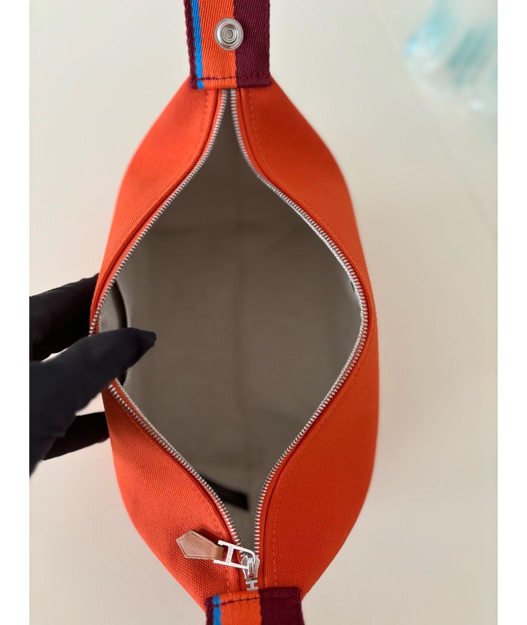 HERMES Оранжевая тканевая косметичка, фото 6
