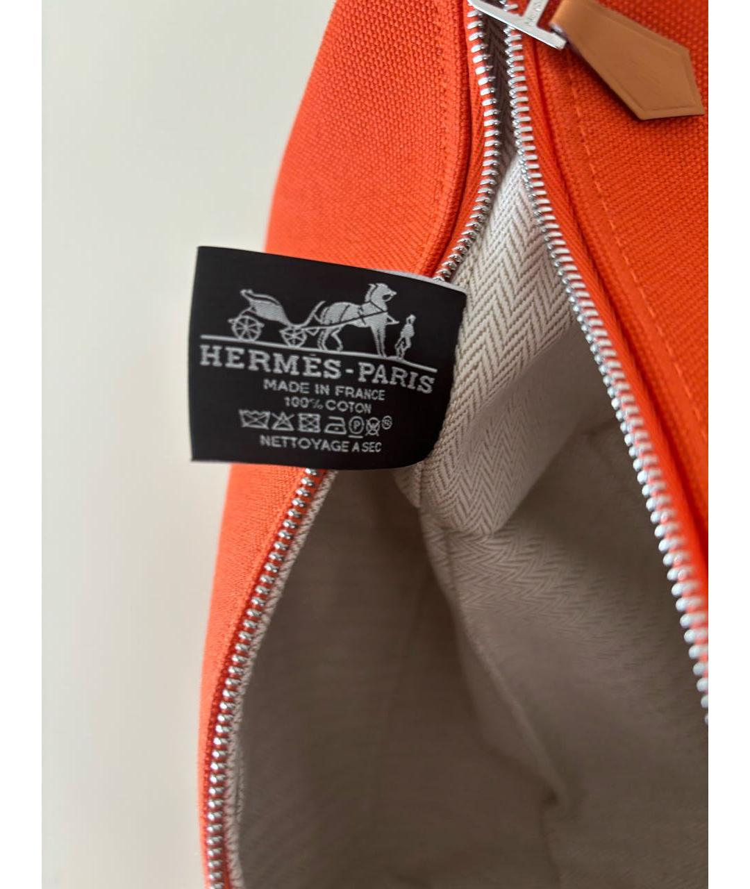 HERMES Оранжевая тканевая косметичка, фото 7