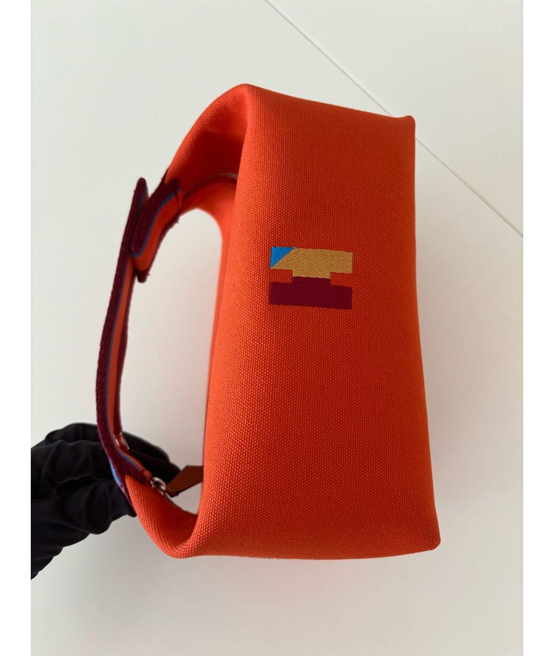 HERMES Оранжевая тканевая косметичка, фото 2