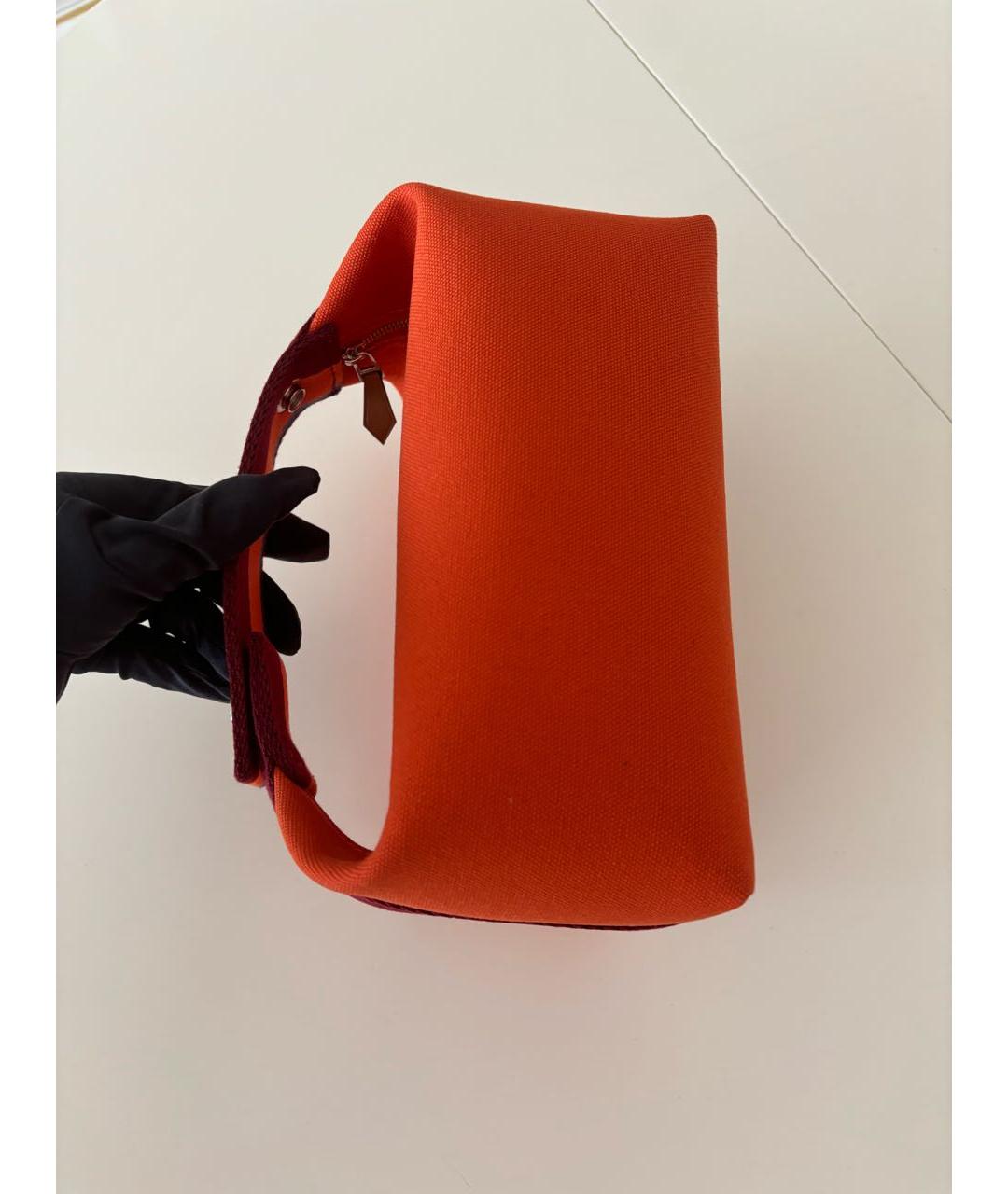 HERMES Оранжевая тканевая косметичка, фото 4