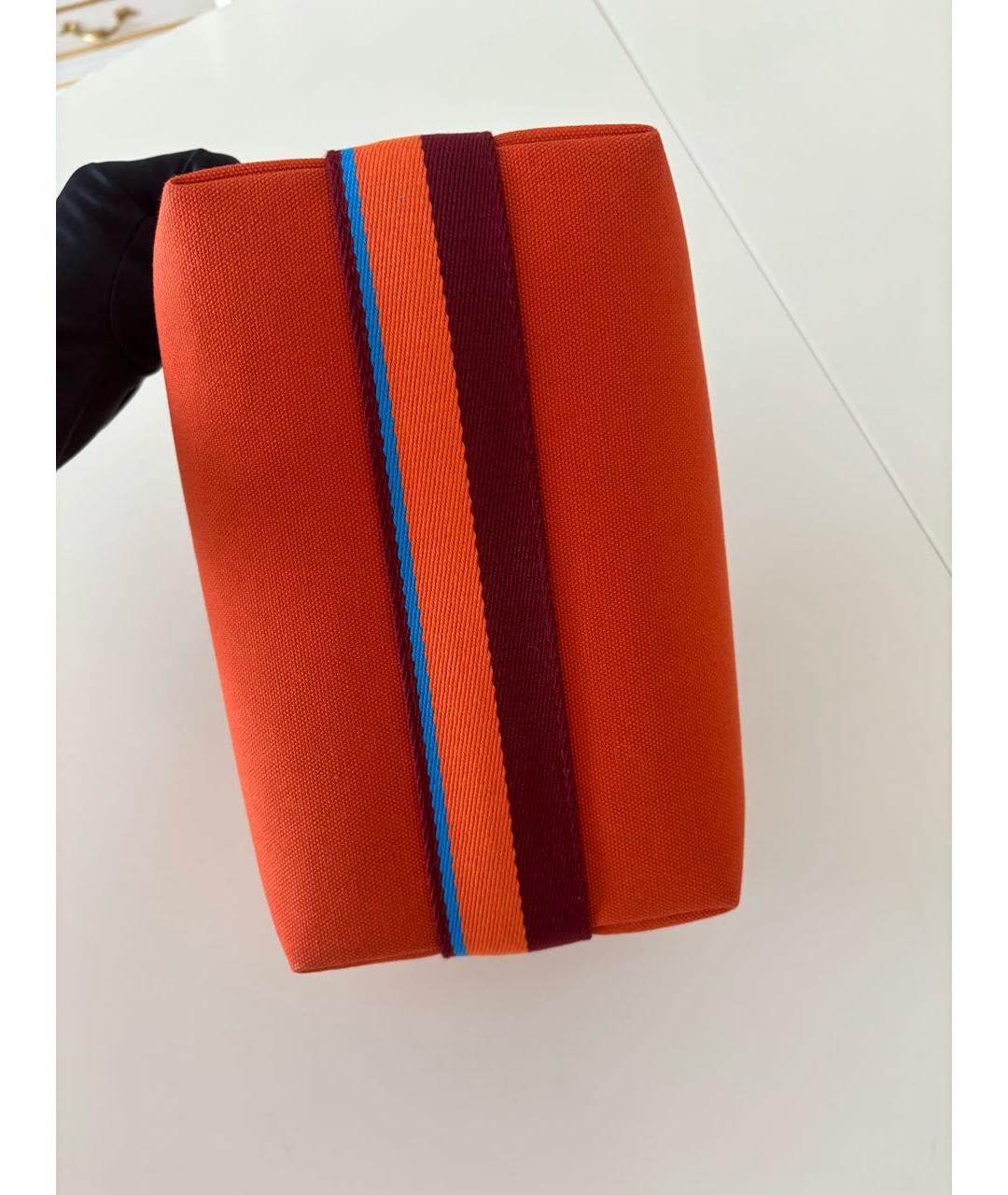 HERMES Оранжевая тканевая косметичка, фото 5