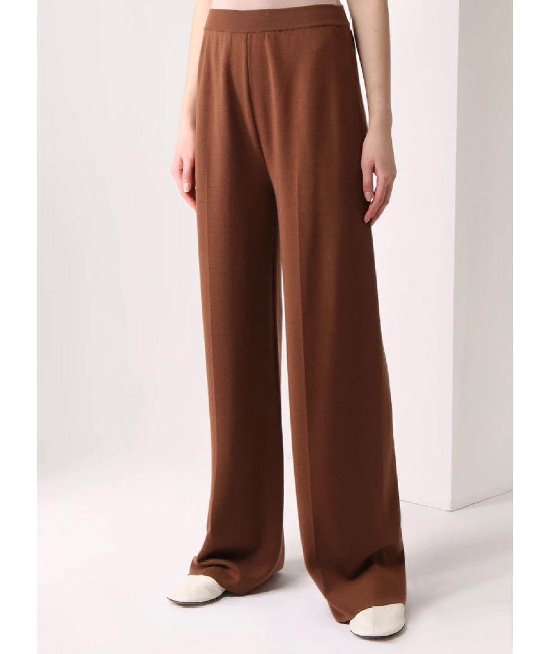 LORO PIANA Коричневые кашемировые брюки широкие, фото 4