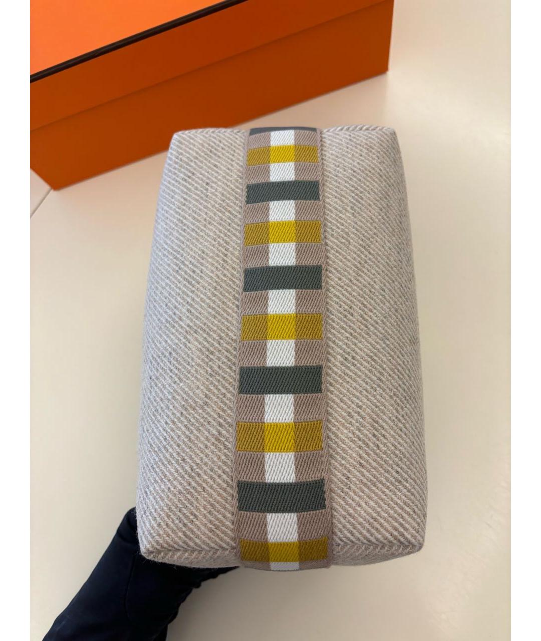 HERMES Серая тканевая косметичка, фото 3