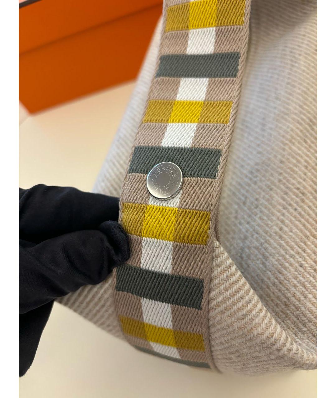 HERMES Серая тканевая косметичка, фото 5