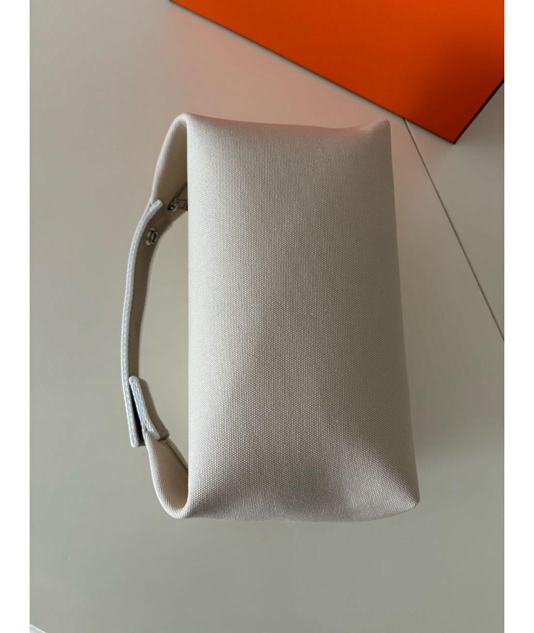 HERMES Бежевая тканевая косметичка, фото 3