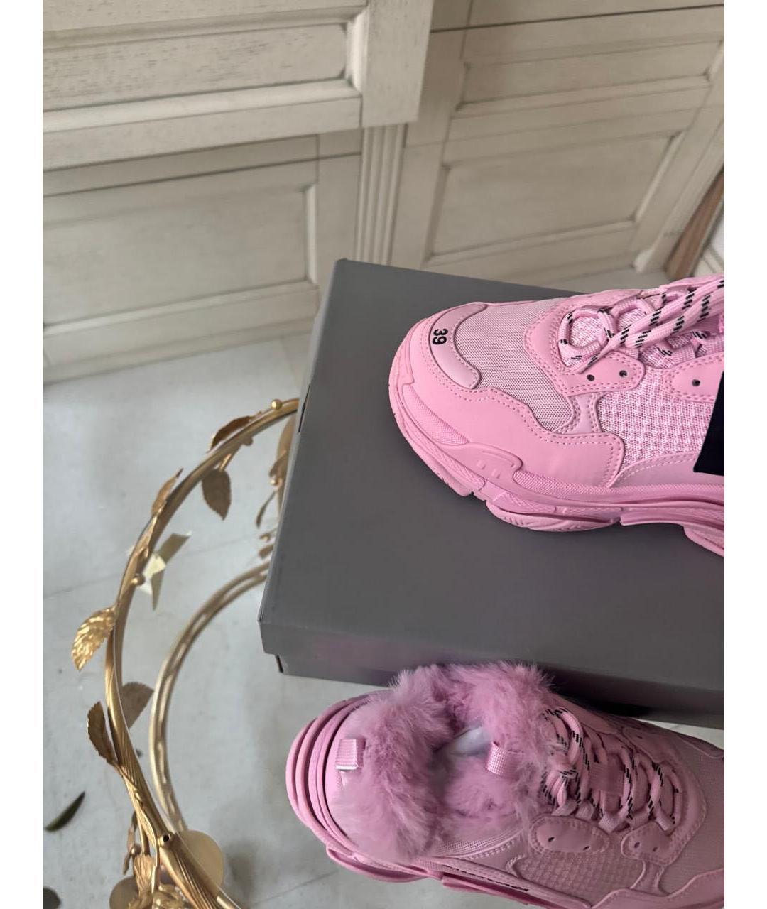 BALENCIAGA Розовые текстильные кроссовки, фото 5