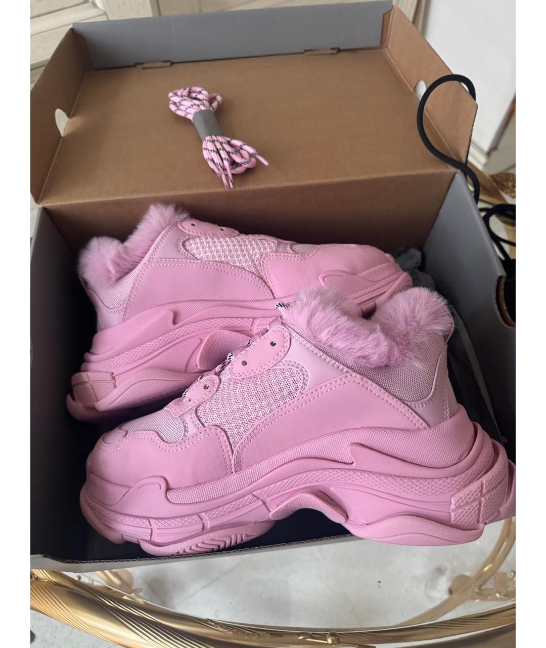 BALENCIAGA Розовые текстильные кроссовки, фото 6