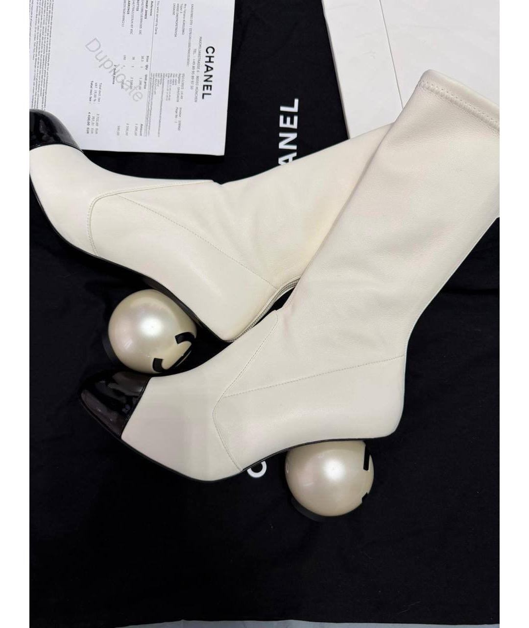 CHANEL Белые кожаные ботильоны, фото 2